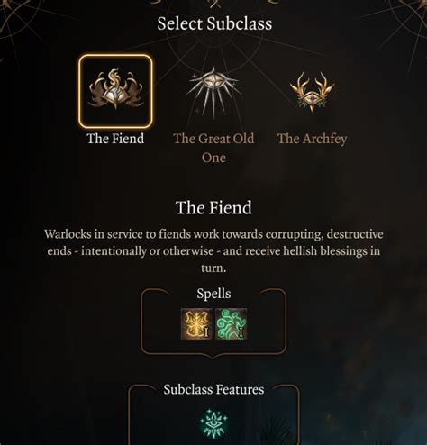 bg3 warlock subclasses